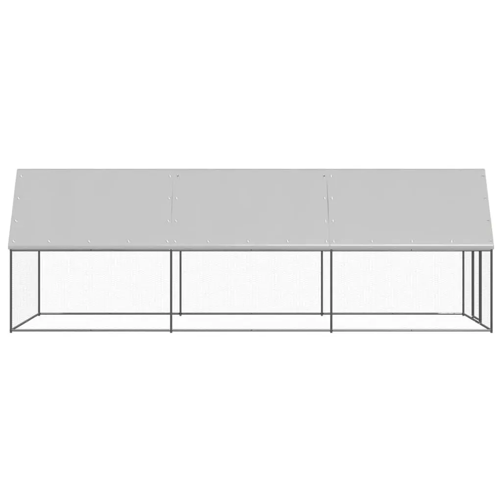 Outdoor Hen Coop 2x6x2m Galvanised Steel Chicken Cage with Water-Resistant Roof for Small Animals