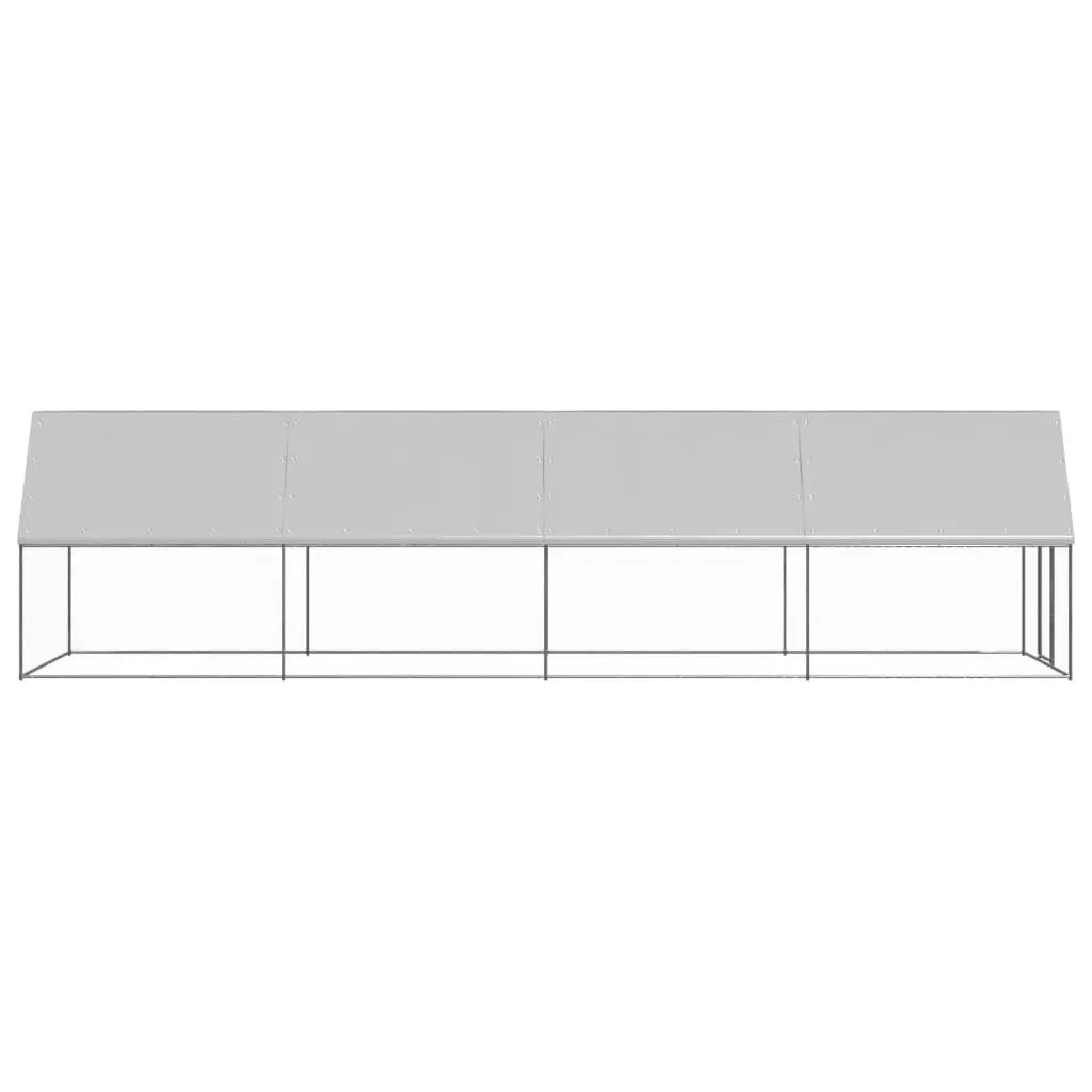 Outdoor Chicken Run Coop Galvanised Steel 2m x 8m Silver with Water Resistant UV Resistant Roof Hen House Pen