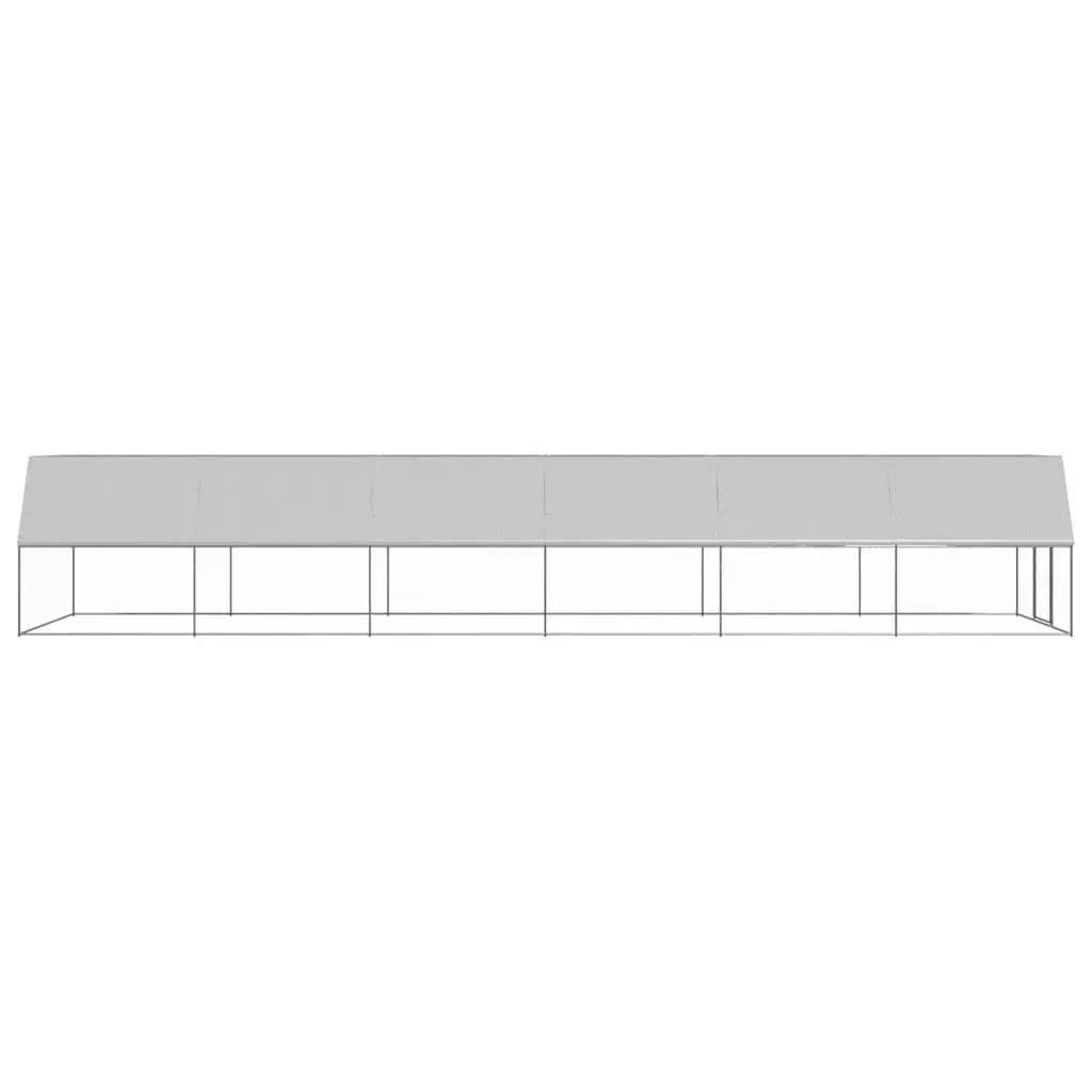 Chicken Cage Galvanised Steel 3x12x2m Silver Outdoor Run Coop for Small Animals