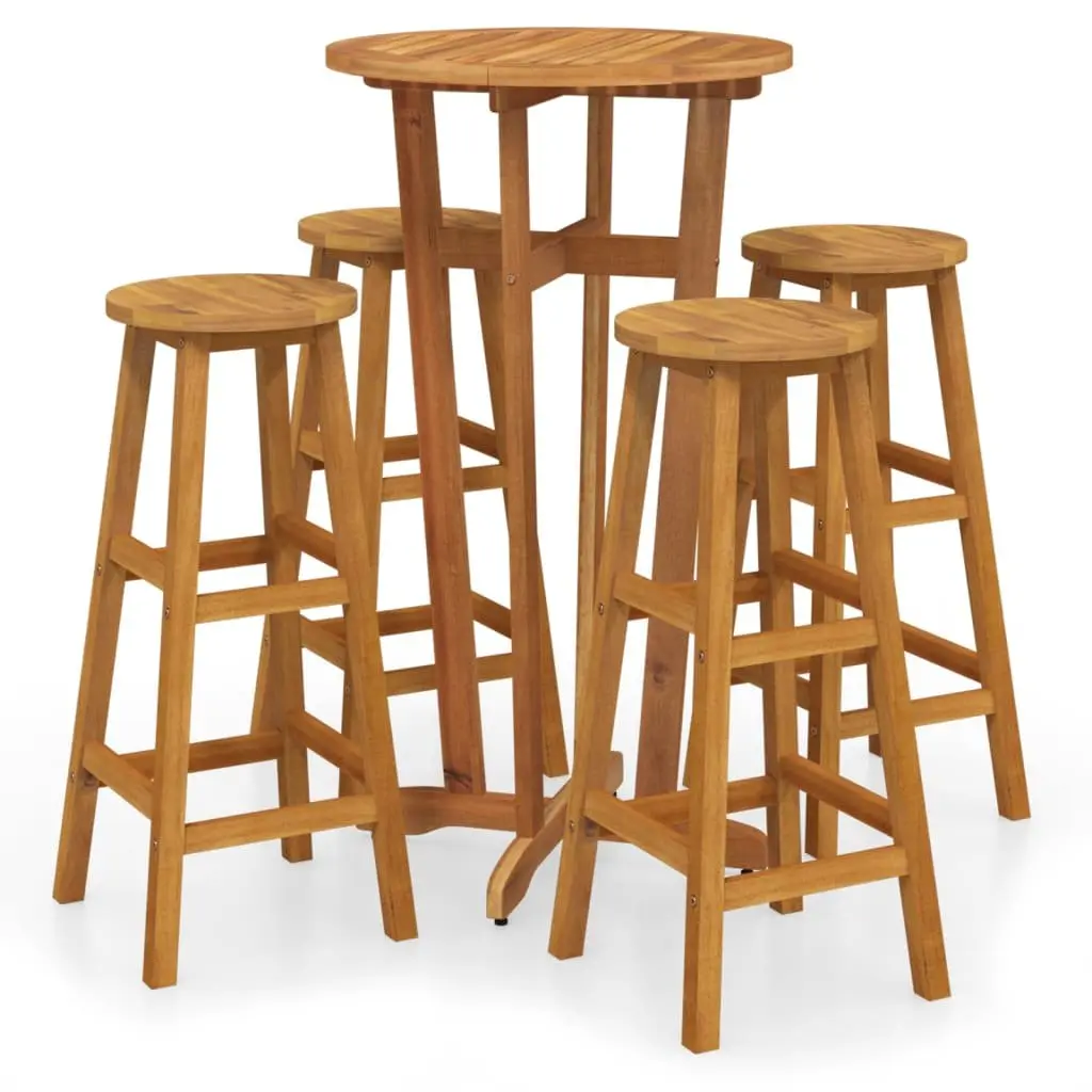 Garden Bar Set 5 Piece Outdoor Furniture Solid Wood Patio Dining Acacia Brown