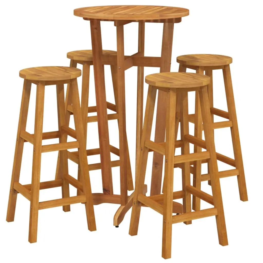 Garden Bar Set 5 Piece Outdoor Furniture Solid Wood Patio Dining Acacia Brown