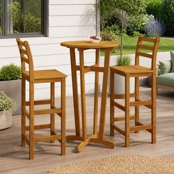 3-Piece Garden Bar Set in Acacia Brown
