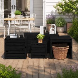 4 Piece Black Garden Storage Box Set
