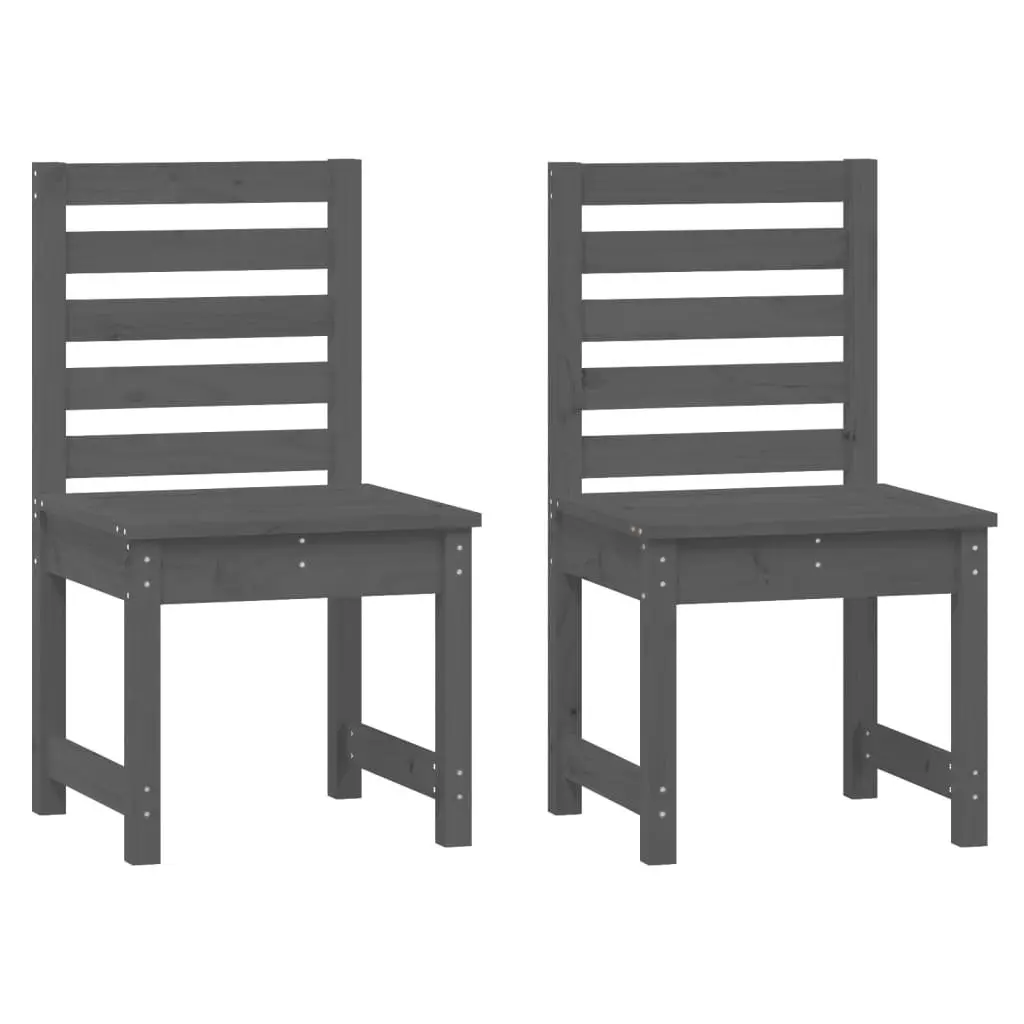 Garden Bistro Set Solid Pine Wood 3 Piece Outdoor Furniture Grey Table Chairs
