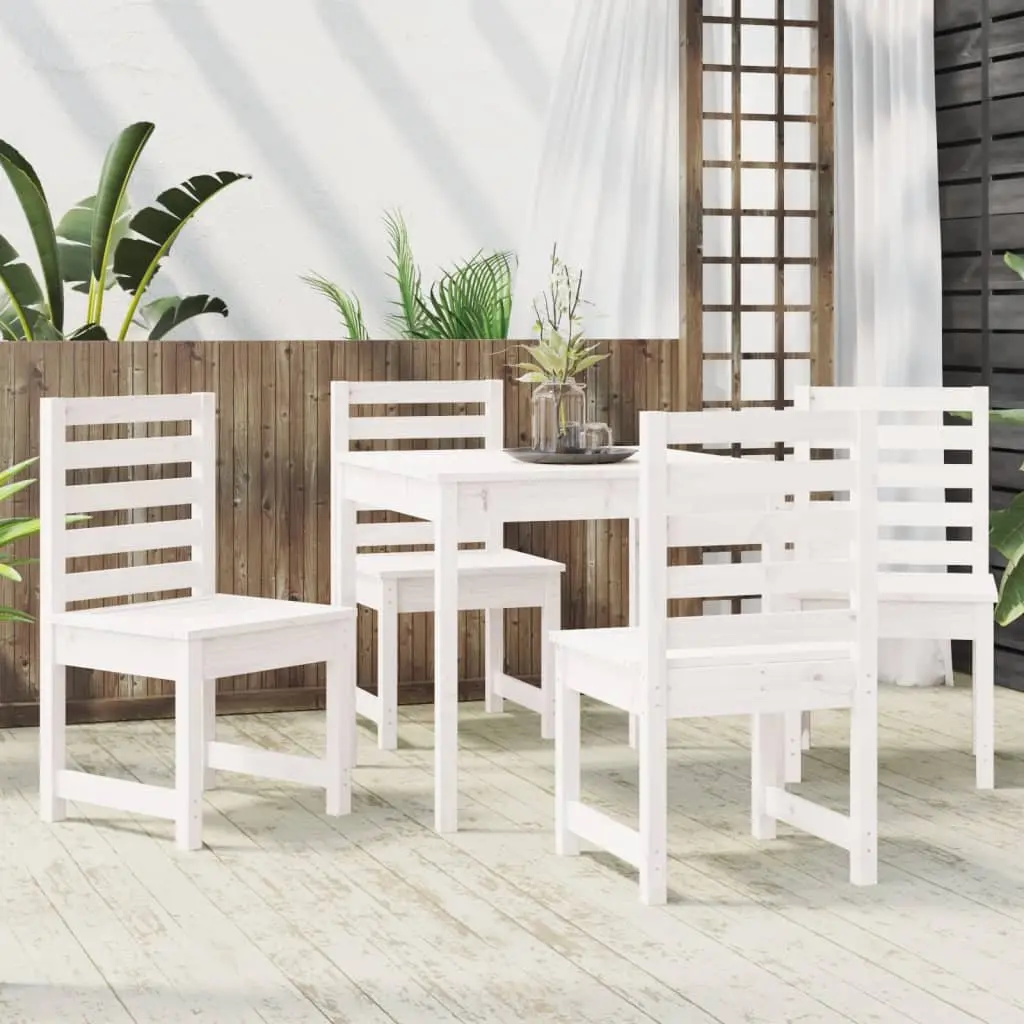 Outdoor Dining Set 5 Piece Solid Pine Wood Rustic White Furniture