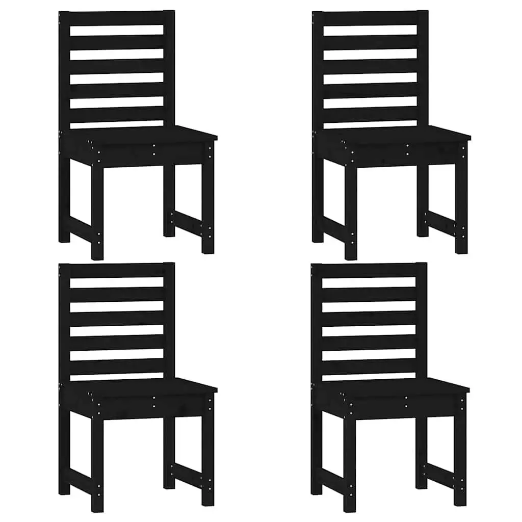 Outdoor Dining Set 5 Piece Black Pine Wood Garden Furniture Patio Table and Chairs