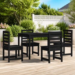 Practical 5 Piece Black Pine Dining Set for Your Garden
