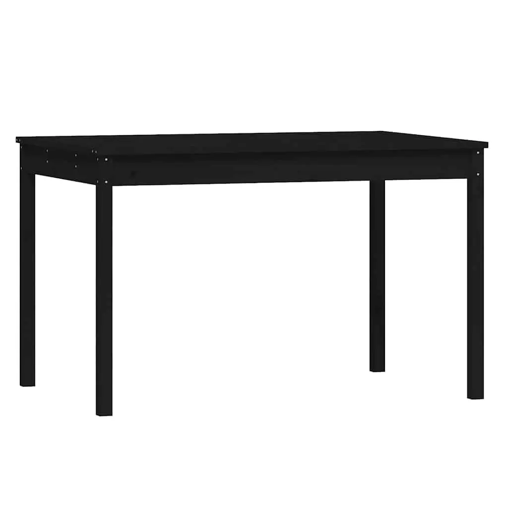 Garden Dining Set Black Solid Pine Wood Outdoor Patio with Table and Four Chairs 5 Piece