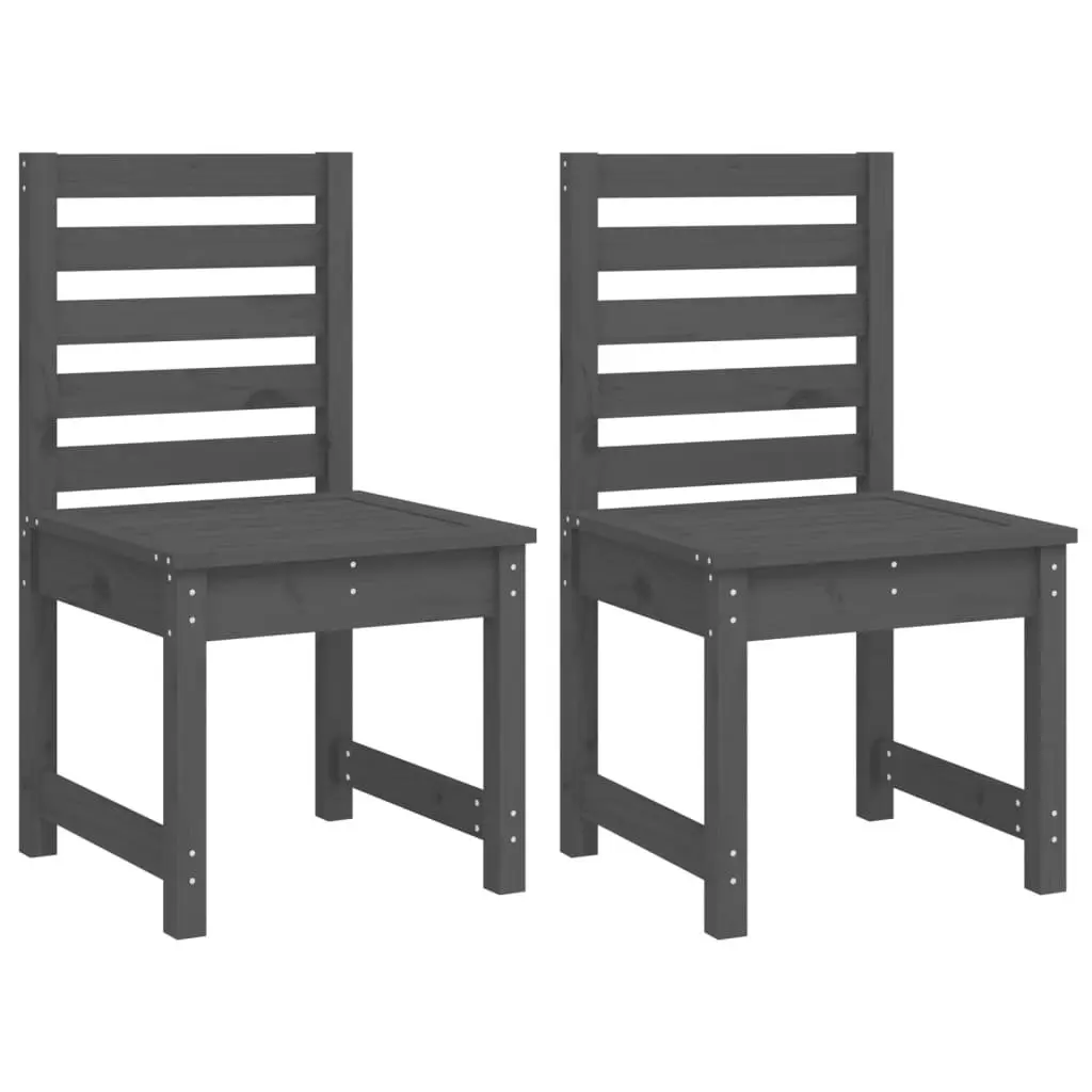 Garden Dining Set Solid Pine Wood 4 Piece Outdoor Patio Table Chairs Grey