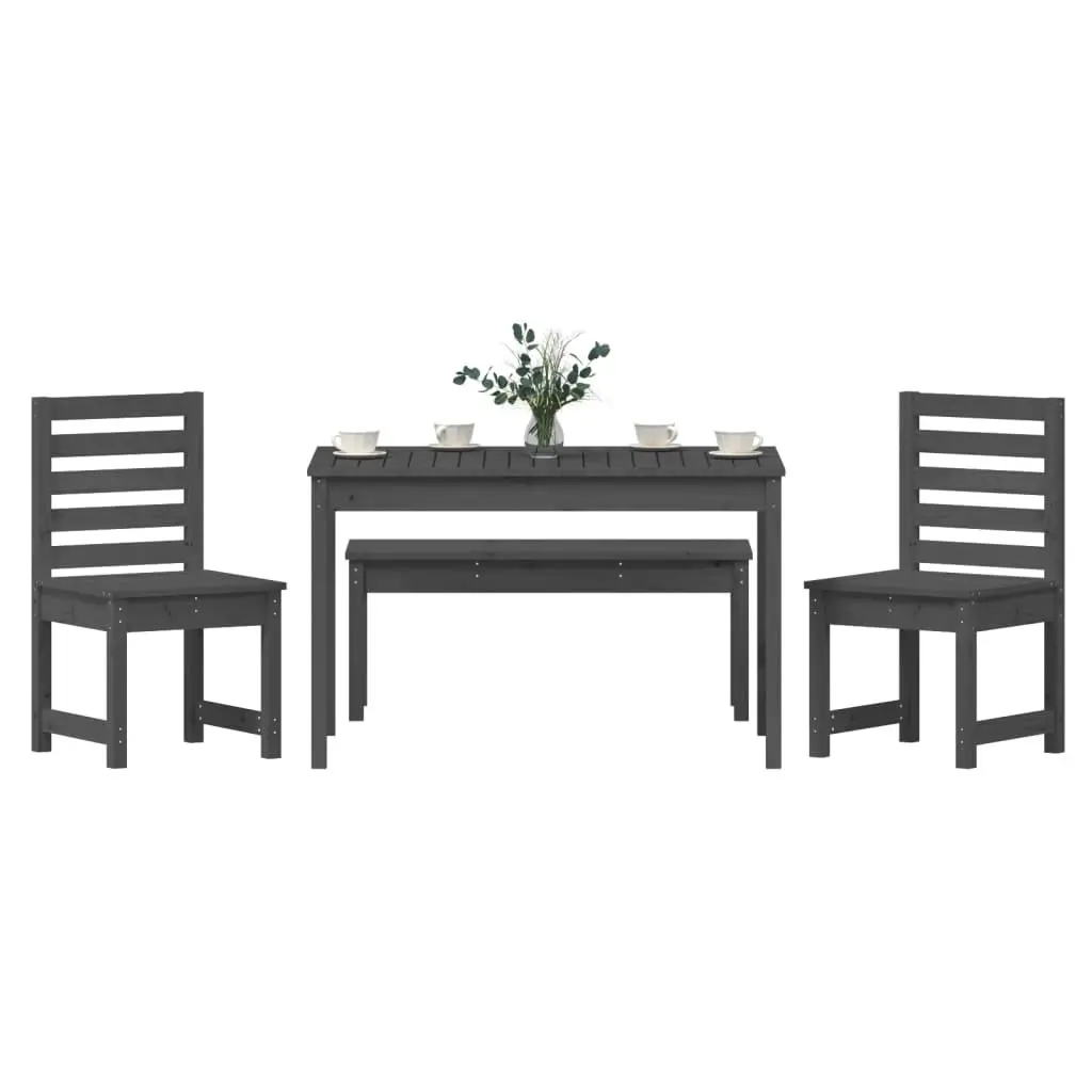 Garden Dining Set 4 Piece Outdoor Furniture Grey Wood Patio Balcony Table Chair