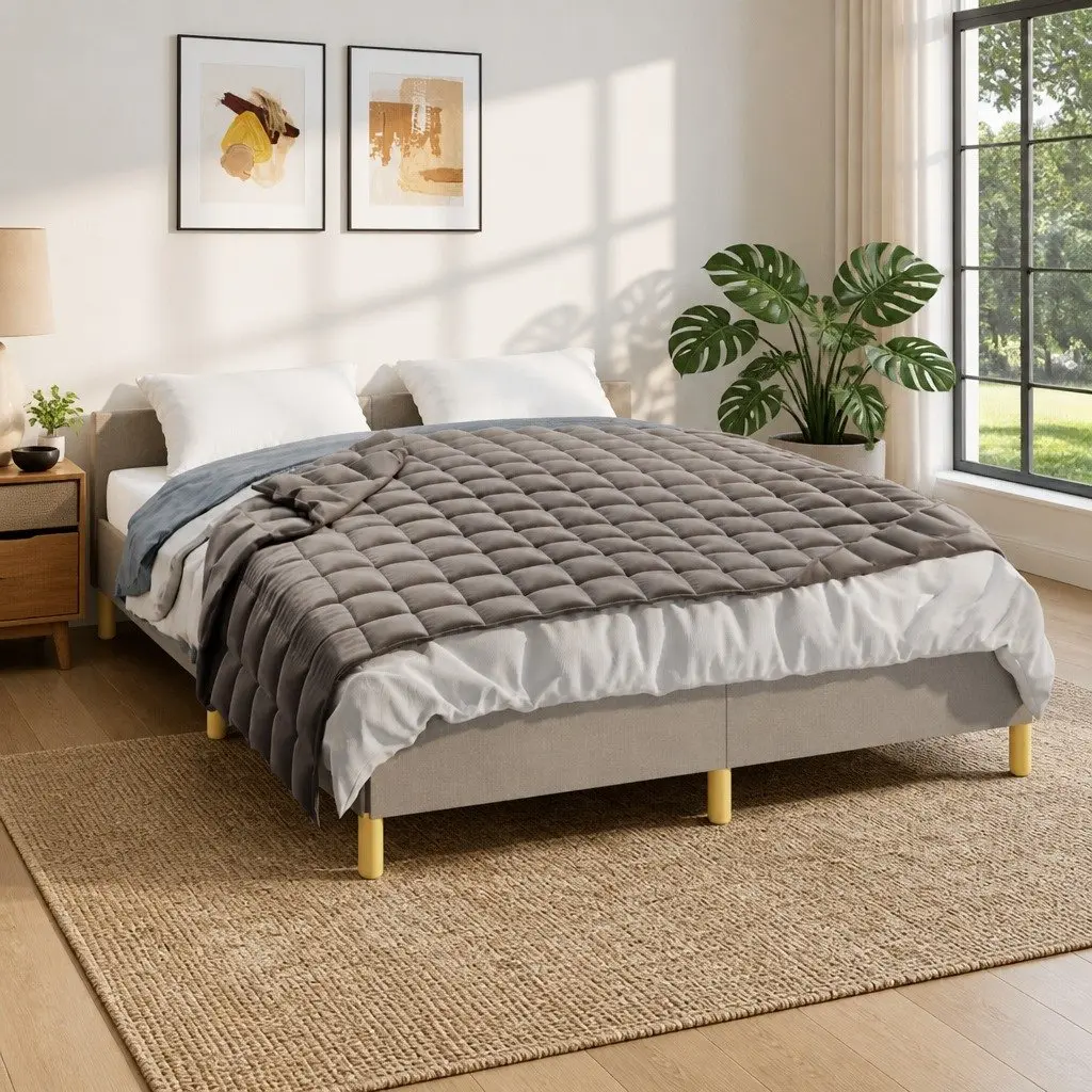 Weighted Blanket 152x203cm 7kg Grey Hypoallergenic Filling Breathable Fabric Pressure Therapy