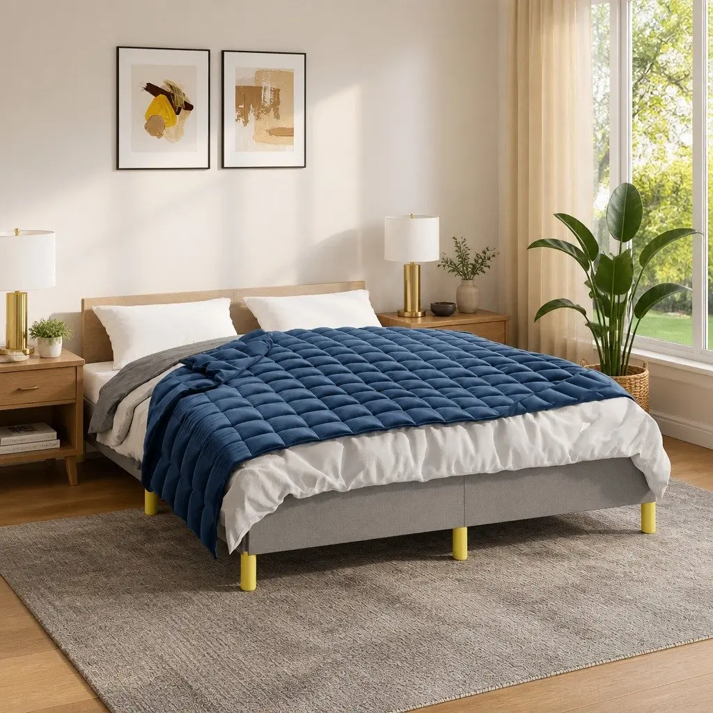 Blue Weighted Blanket 122x183cm 9kg for Home Use