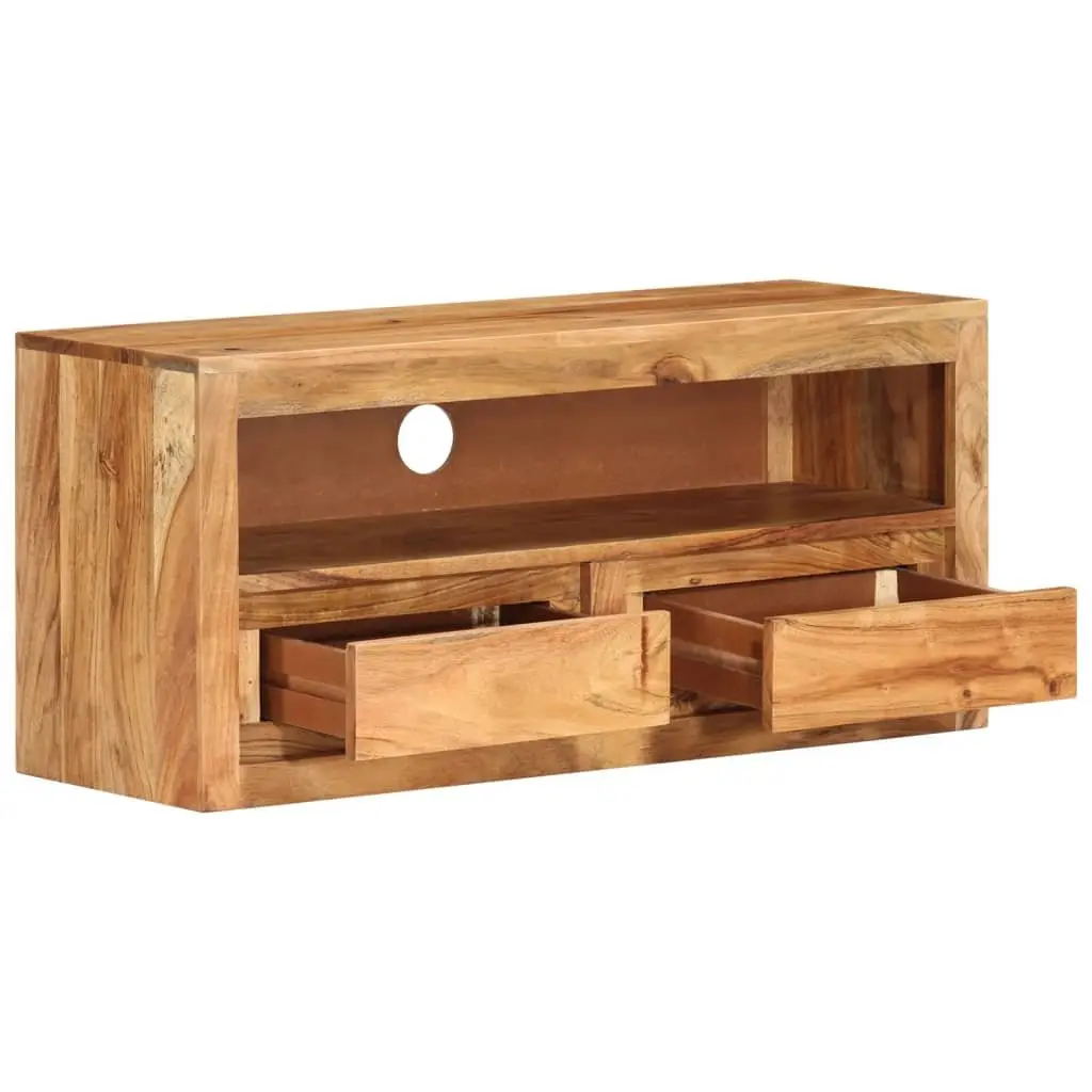 TV Cabinet 88x30x40 cm Solid Wood Acacia Stand Unit Lowboard Storage Drawers