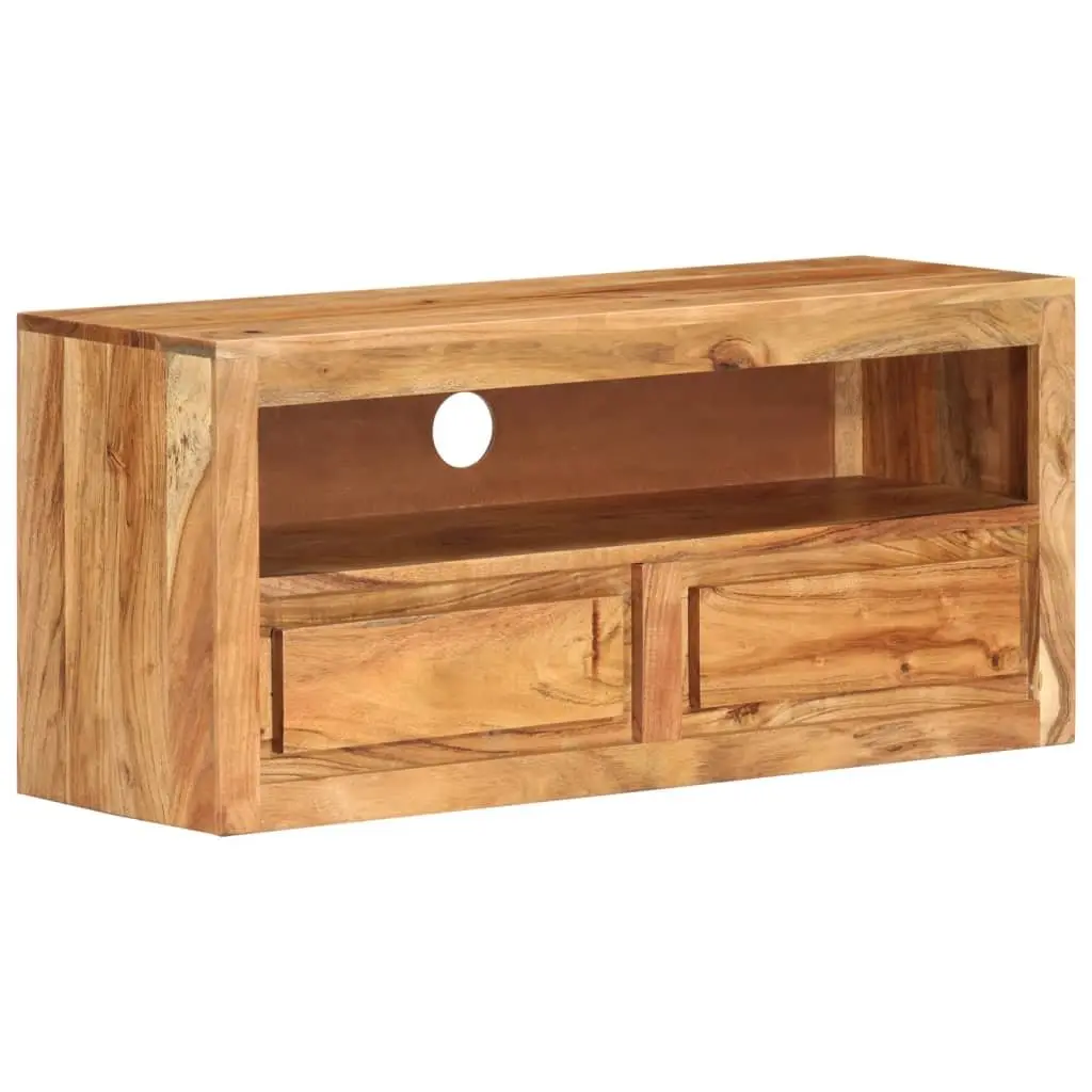 TV Cabinet 88x30x40 cm Solid Wood Acacia Stand Unit Lowboard Storage Drawers