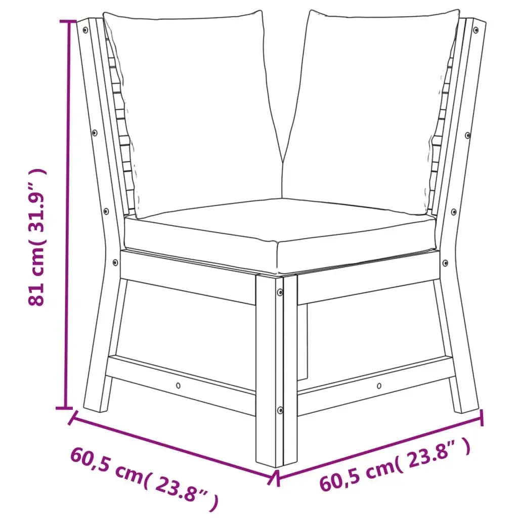 Outdoor Garden Dining Set 6 Piece Solid Wood Acacia Brown with Cushions Patio