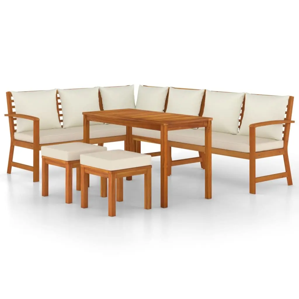 7 Piece Garden Dining Set Solid Acacia Wood Outdoor Patio Furniture Brown