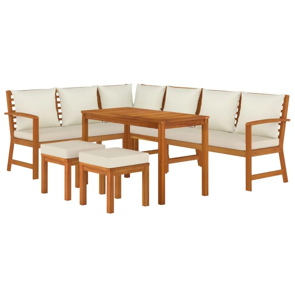 7 Piece Garden Dining Set Solid Acacia Wood Outdoor Patio Furniture Brown