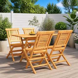 Practical 5 Piece Brown Outdoor Dining Set for Gatherings