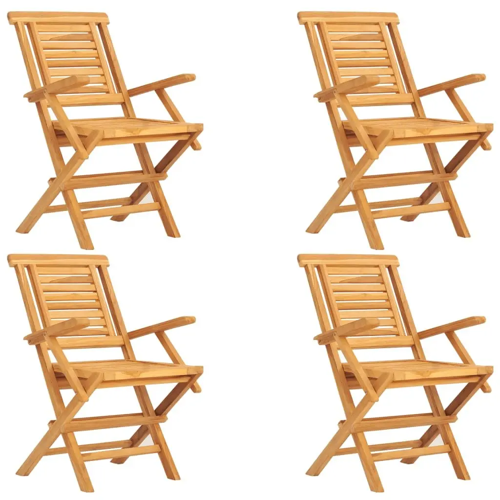 Garden Dining Set Teak Wood Foldable 5 Piece Outdoor Furniture Brown