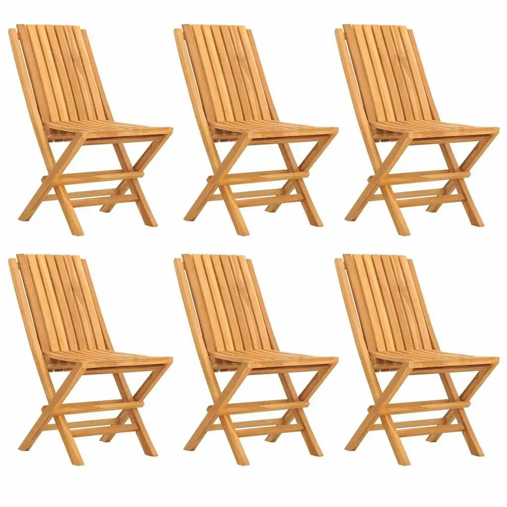 7 Piece Outdoor Dining Set Teak Wood Foldable Table and Chairs Brown