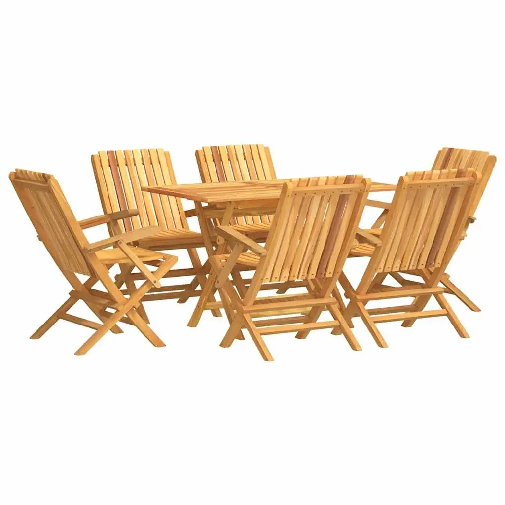 7 Piece Garden Dining Set Outdoor Table Chairs Brown Foldable Patio Furniture