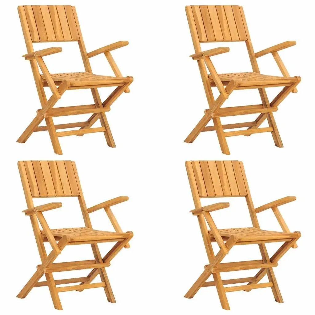 Garden Dining Set Teak Wood 5 Piece Outdoor Furniture Table Chairs Brown