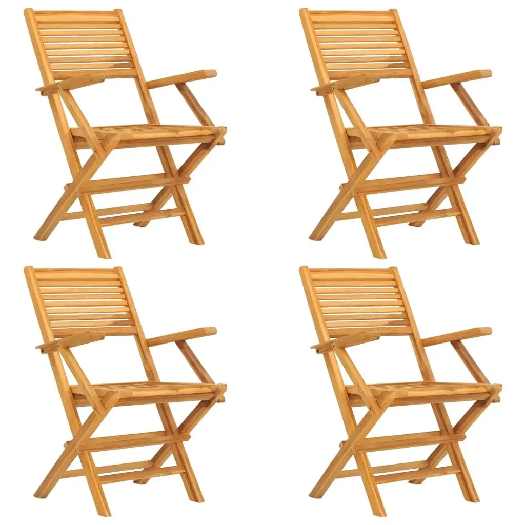 5 Piece Outdoor Dining Set Teak Wood Table Chairs Brown