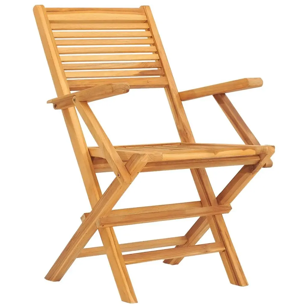 5 Piece Outdoor Dining Set Teak Wood Table Chairs Brown