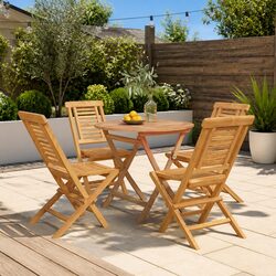 Practical 5 Piece Teak Garden Dining Set for Outdoor Use
