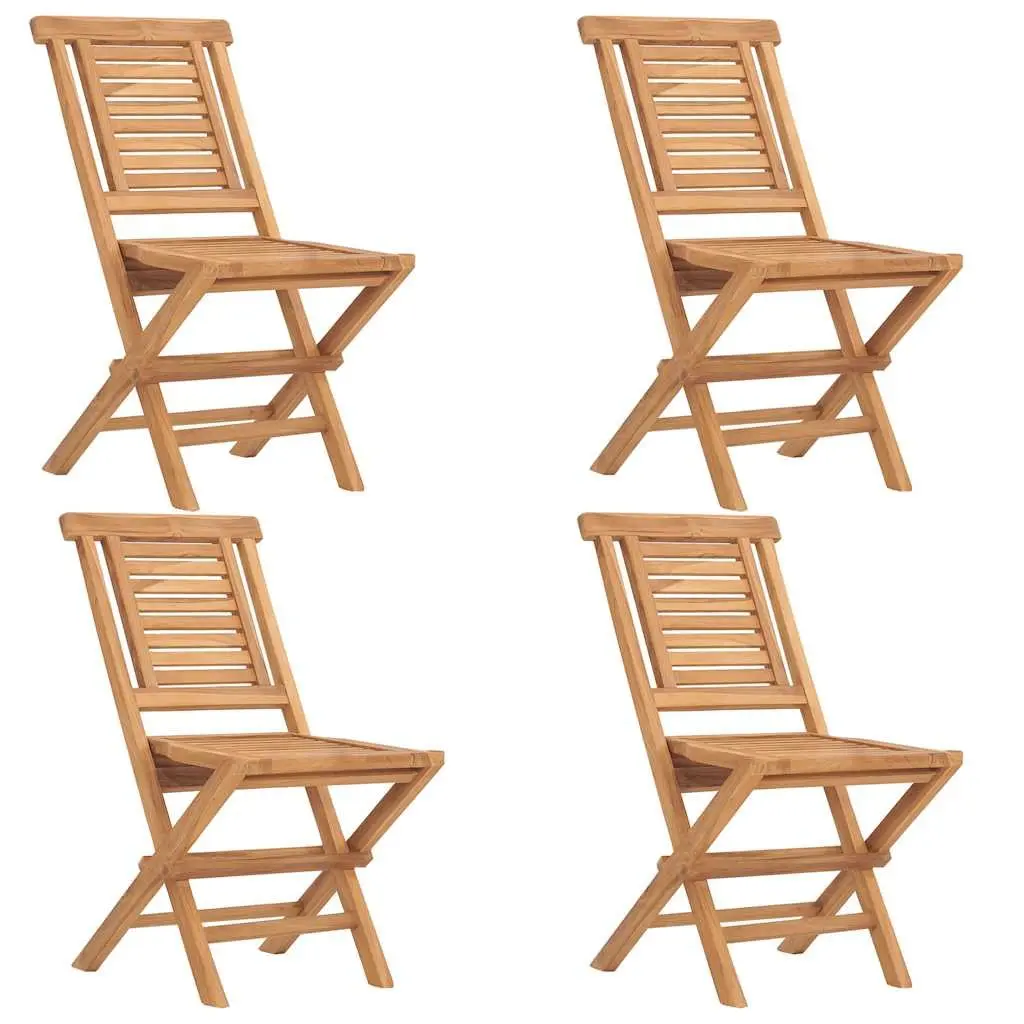 5 Piece Garden Dining Set Teak Wood Foldable Brown