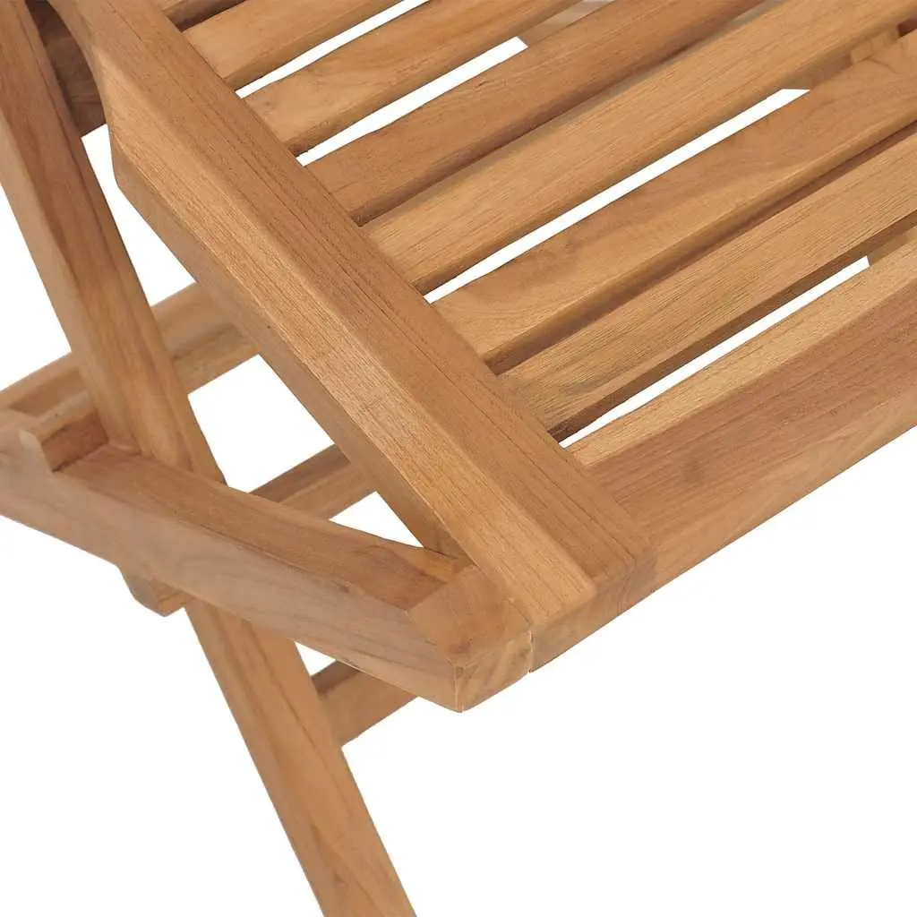 5 Piece Garden Dining Set Teak Wood Foldable Brown