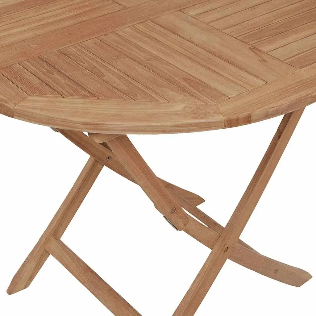 5 Piece Garden Dining Set Teak Wood Foldable Brown