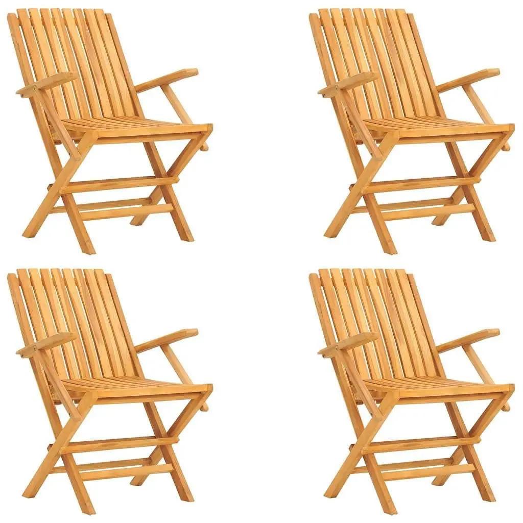 Garden Dining Set Teak Wood 5 Piece Outdoor Furniture Table Chairs Brown