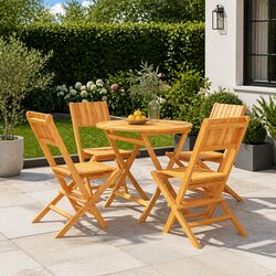 Practical 5 Piece Teak Wood Outdoor Dining Set for Any Space
