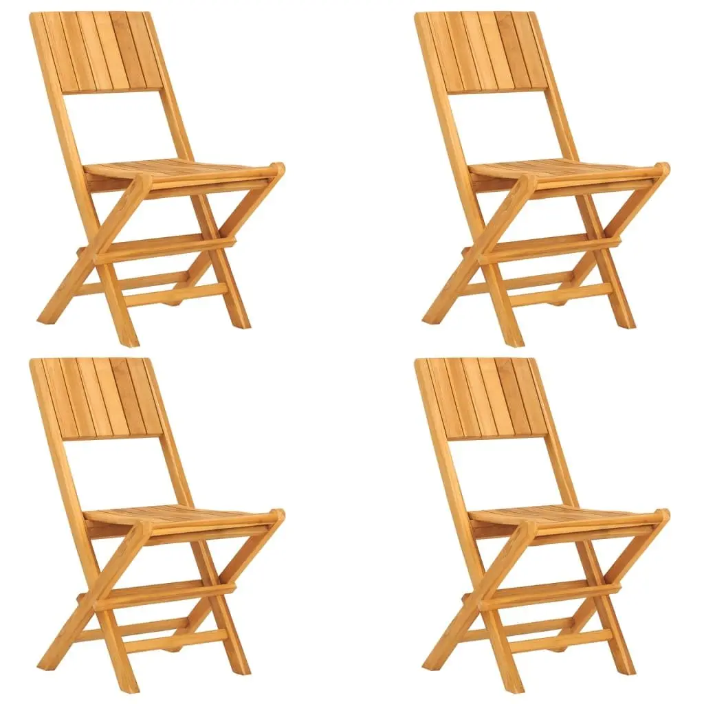 5 Piece Garden Dining Set Solid Teak Wood Folding Chairs Brown
