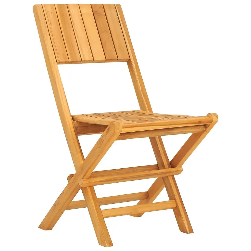 5 Piece Garden Dining Set Solid Teak Wood Folding Chairs Brown