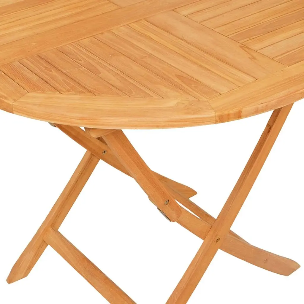 5 Piece Garden Dining Set Solid Teak Wood Folding Chairs Brown