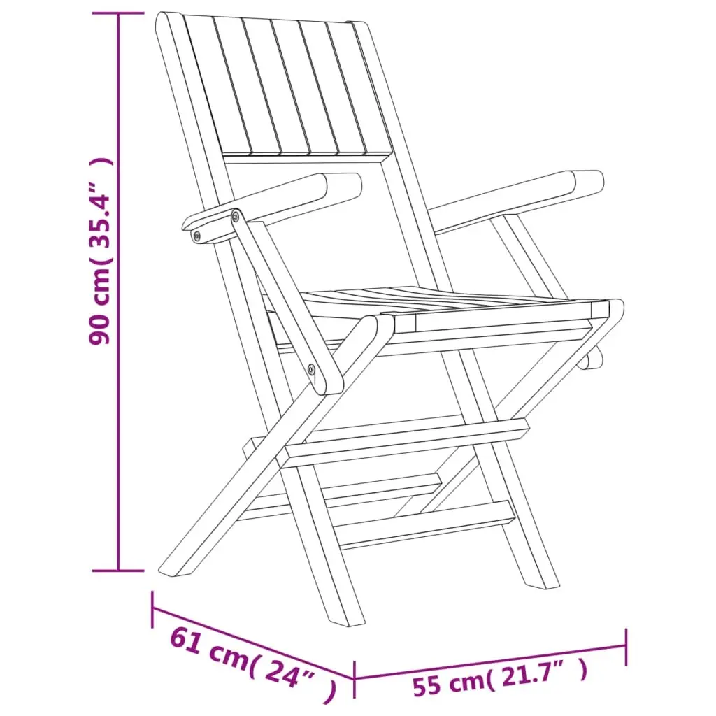 5 Piece Garden Dining Set Solid Teak Wood Foldable Chairs Table Brown