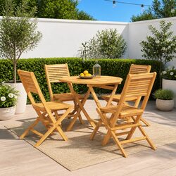 5 Piece Teak Dining Set for Patios and Outdoor Areas
