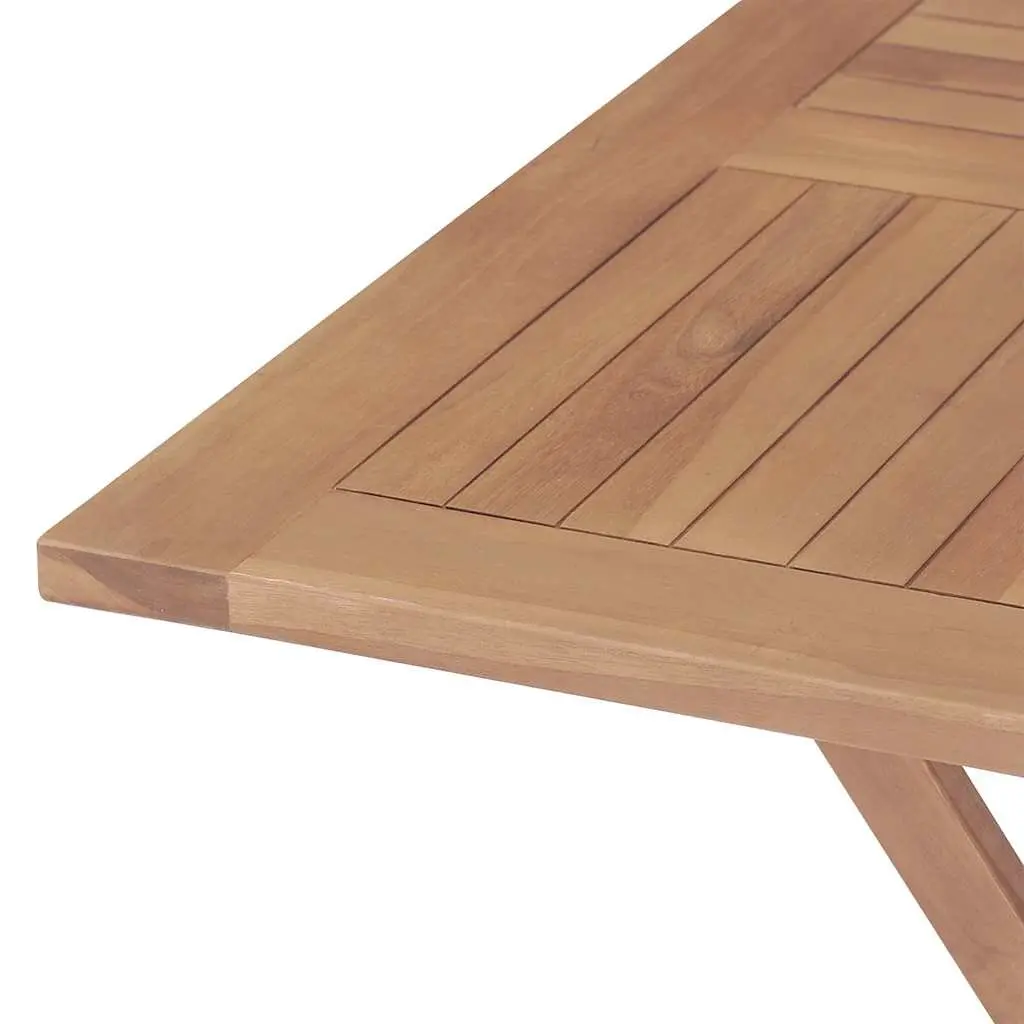 5 Piece Garden Dining Set Solid Teak Wood Folding Table Chairs Brown