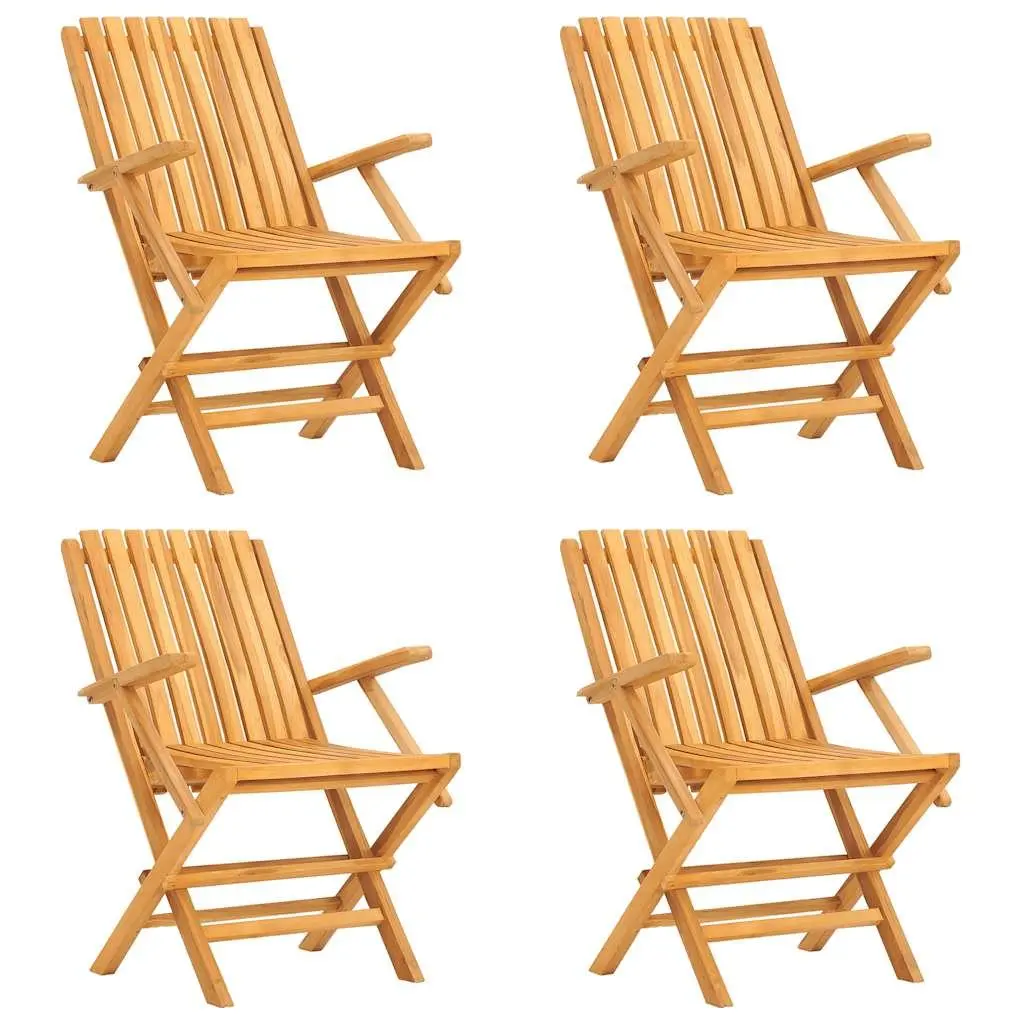 5 Piece Garden Dining Set Teak Wood Table Chairs Brown