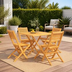 Practical 5 Piece Outdoor Dining Set with Foldable Chairs
