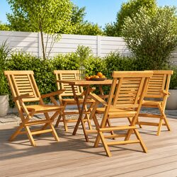 Folding Garden Chairs 4 pcs Outdoor Seating Solid Wood Slatted Design Backrest