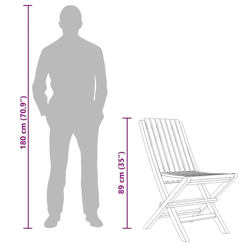 Folding Garden Chairs Solid Teak Wood 47 x 47 x 89 cm Brown Set 6 Pieces