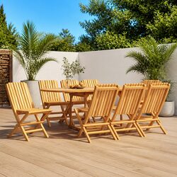 Outdoor Folding Garden Chairs 8 pcs Solid Teak Wood Patio Seating Brown