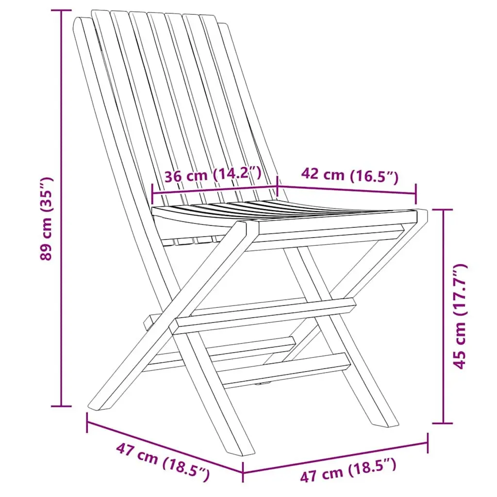 8 Piece Folding Garden Chairs Brown Solid Teak Wood Outdoor Patio Seating