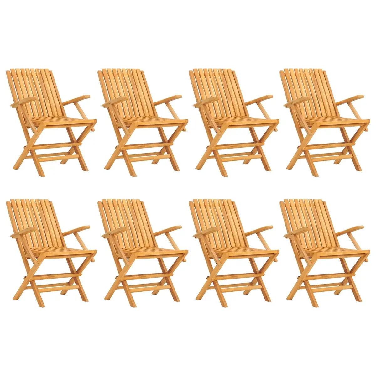 Wooden Folding Garden Chairs Set 8 Pieces Teak Brown 61 x 67 x 90 cm