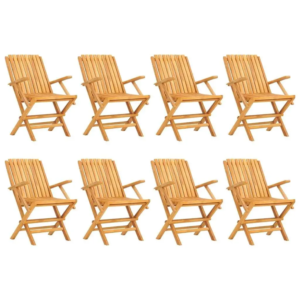 Wooden Folding Garden Chairs Set 8 Pieces Teak Brown 61 x 67 x 90 cm