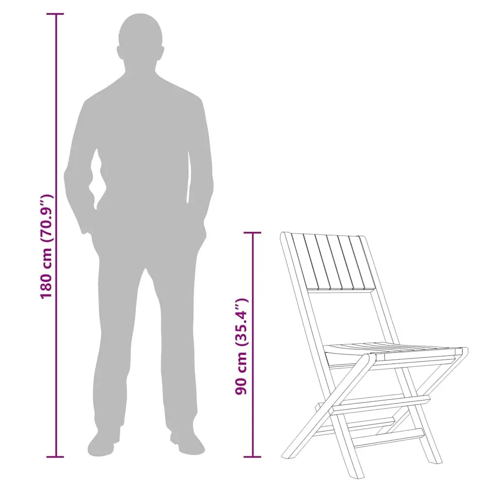 Teak Wood Folding Chairs Outdoor Seating 47x61x90cm Brown 4 Piece Set