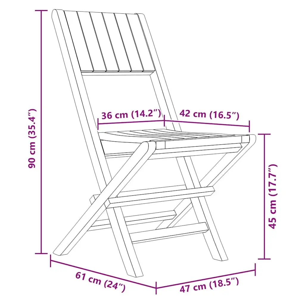 Folding Garden Chairs Solid Teak Wood 47 x 61 x 90 cm Brown 6 Piece
